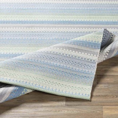 Falmouth 2' x 3' Gray and Sage Wool Stripe Area Rug