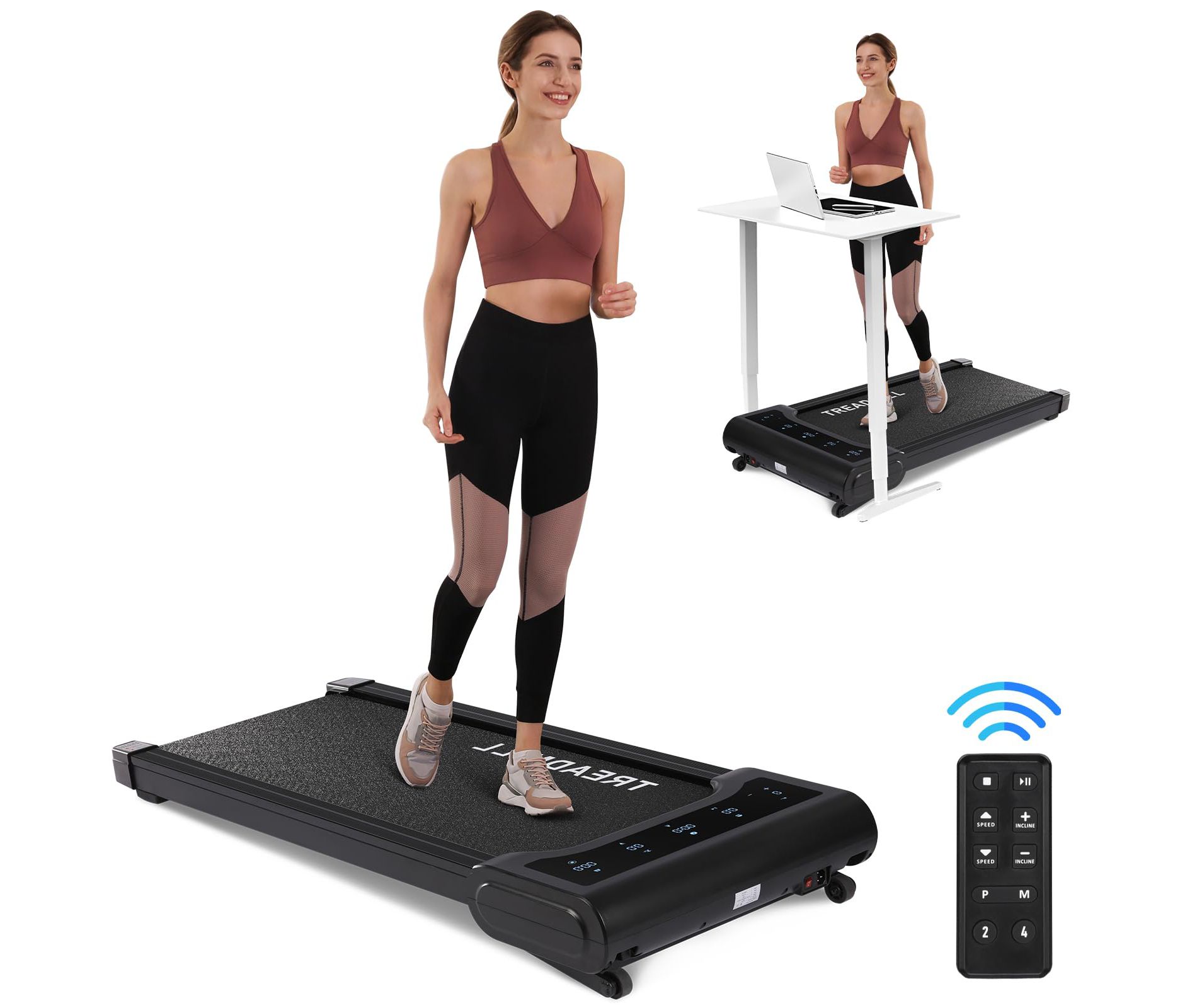 Walking Pad,Auto Incline Treadmill,Portable Jogging Machine with Remote Control, LED Display,2.5HP Low-Noise Desk Treadmill for Home/Office