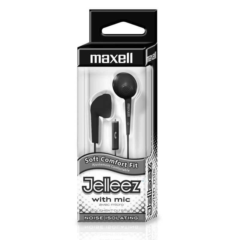 Maxell Jelleez Soft Earbuds with Mic, Black, Pack of 2, 2 of 4