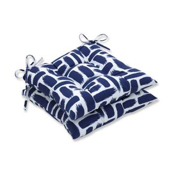 2pk Baja Nautical Wrought Iron Outdoor Seat Cushions Blue - Pillow Perfect