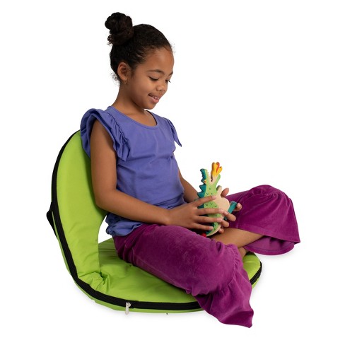 HearthSong - Kids 5-Position Portable Folding Chairs with Adjustable Strap,  Light Green