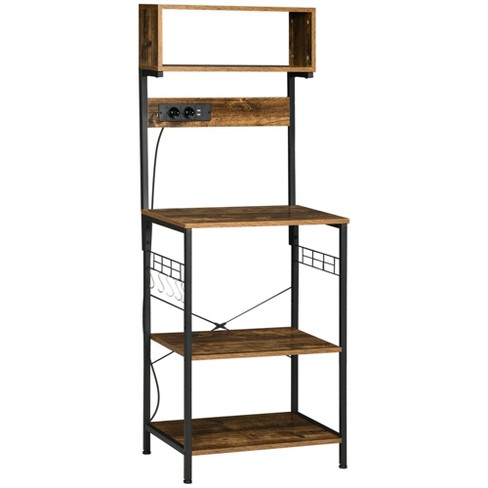 Costway Industrial Kitchen Baker's Rack Microwave Stand Utility Storage  Shelf W/ 6 Hooks Steel Black : Target