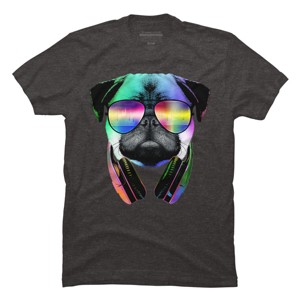 Men's Design By Humans Rainbow Disco Pug By clingcling T-Shirt - 1 of 4