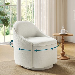 Chenille Barrel Chair with Storage, Comfy 360° Swivel Accent Armchair for Living Room, Bedroom - 1 of 4