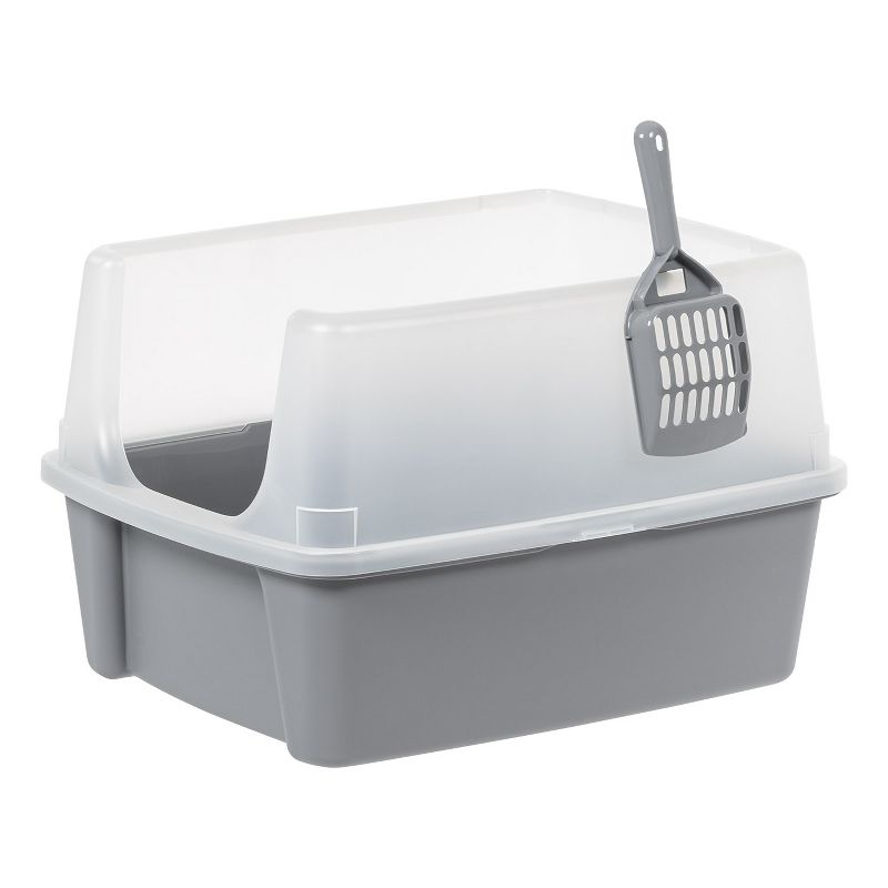 IRIS USA IRIS USA Open Top Cat Litter Tray with Scoop and Scatter Shield, Cat Litter Pan, 1 of 8