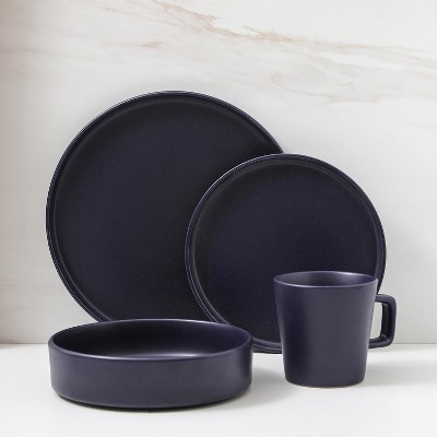 Dark Blue Ceramic Minimalist 16-Piece Mug Set