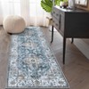 Washable Distressed Floral Print Area Rugs for Bedroom Living Room, Vintage Soft Non Slip Dining Room Carpet - 3 of 4