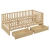 NicBex Twin Size Wood Montessori Bed with 2 Drawers,Floor Bed with Safety Guardrails and Split Into 2 Beds,Modern Toddler Bed for Bedroom,Natural - 4 of 4