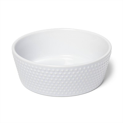 white dog bowl