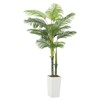 6FT Artificial Palm Tree Indoor Outdoor - 72 Inch Fake Silk Palm Plant with Realistic Fronds & 2 Trunks, White Tall Planter - 4 of 4