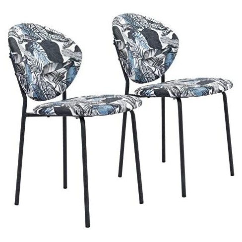 Zuo Clyde Dining Chair (Set of 2) Leaf Print and Black - image 1 of 4