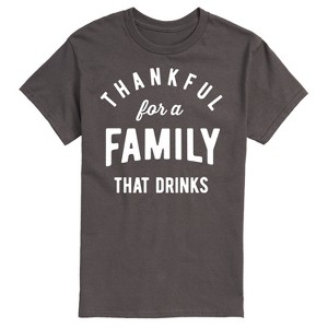 Men's - Instant Message - Thankful For A Family That Drinks Short Sleeve Graphic T-Shirt - 1 of 4