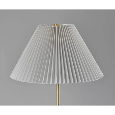 Jeremy Antique Brass Floor Lamp with Linen Shade and 3-Way Switch