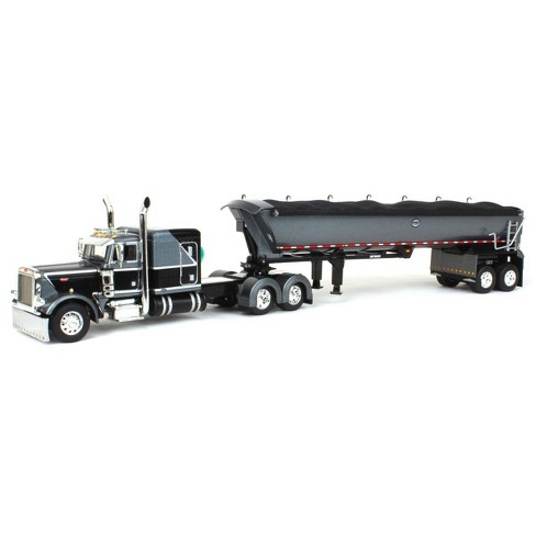 1/64 Black & Gray Peterbilt 379 Flattop Sleeper Mac Round Dump Trailer ...