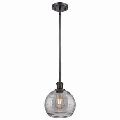 Athens Deco Swirl - 1 Light Stem Hung Mini Pendant In Industrial Style-10 Inches Tall and 8 Inches Wide
