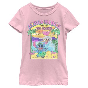 Girl's Lilo & Stitch Aloha Hawaii Come Visit the Islands T-Shirt - 1 of 4