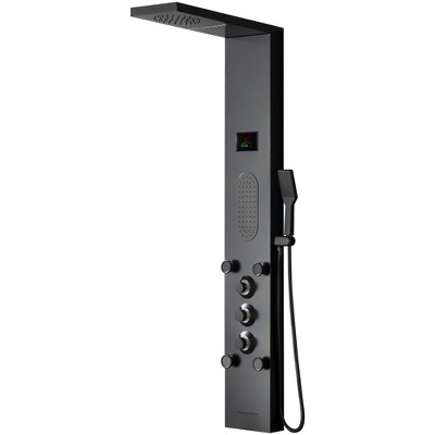 BWE 5-jet shower panel system with rain shower head and shower rail, shower tower with LED light