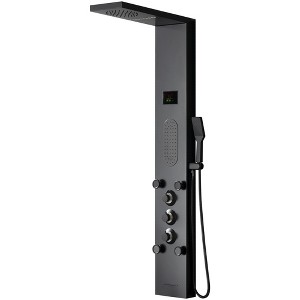BWE 5-jet shower panel system with rain shower head and shower rail, shower tower with LED light - 1 of 4