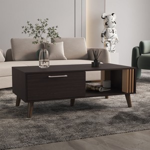 Coffee Table, 1 Door, 1 Shelf, Black / Natural Oak - 1 of 1