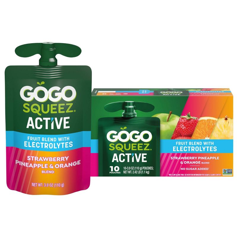 GoGo SqueeZ Active Strawberry Pineapple &#38; Orange Fruit Blend Variety Pack - 2.42oz, 1 of 12