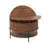 Gulches 31.5" Farmhouse Brown Lift Top Coffee Table - Round Storage Cocktail Table with Sturdy Steel Legs, Hidden Compartment & Lower Shelf - 4 of 4