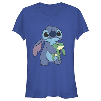 Juniors Womens Lilo & Stitch Froggie Stitch T-shirt - Royal Blue - 2x ...