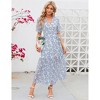 Clearlove Womens Summer Floral Maxi Dress Casual Boho V Neck Ruffle Short Sleeve Beach Long Dresses - 4 of 4