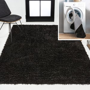 Clayton Coastal Solid Glam Shag Machine-Washable Rug - JONATHAN Y - 1 of 4