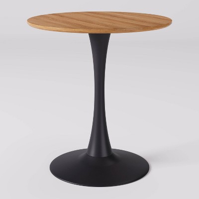 Contemporary Round Marble & Wood Bistro Dining Table