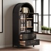 71" Tall Arched Kitchen Pantry Cabinet with 2 Drawers, Adjustable Shelves, Glass Doors, Storage Cupboard for Dining Room, Living Room, or Kitchen - 2 of 4