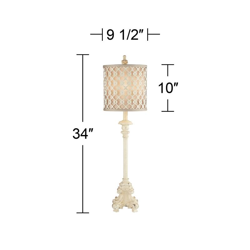 Regency Hill French Candlestick 34" Tall Scroll Skinny Buffet Traditional End Table Lamps Set of 2 Ivory White Living Room Bedroom Off-White Shade, 4 of 10