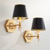 Vienna Full Spectrum Manhattan Modern Wall Light Sconces Set of 2 Burnished Brass Hardwire 6" Fixture Black Paper for Living Room - 2 of 4