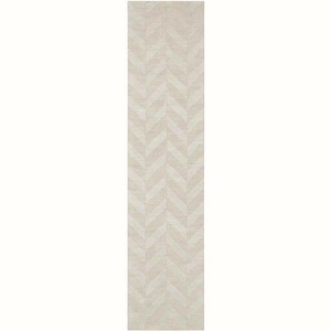 Mark & Day Menton 2'3"x8' Runner Loomed Indoor Area Rugs Khaki: Modern Chevron Wool, Stain-Resistant, Pet Friendly - 1 of 4