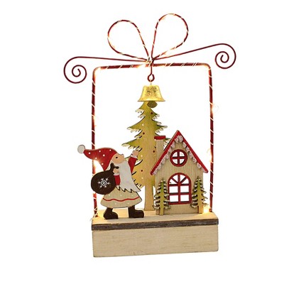 Option 2 7.0 Inch Wire Frame Santa Table Scene House Tree Led Lighted ...