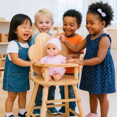 Constructive Playthings Hardwood Doll High Chair – Wooden Doll Feeding Chair with Scalloped Back for Ages 2+ — фото 2