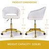 VECELO Velvet Accent Chair, Swivel Vanity Office Chair with Gold Base, Adjustable Height Makeup Desk Chair with Wheels – Pearl White - 2 of 4