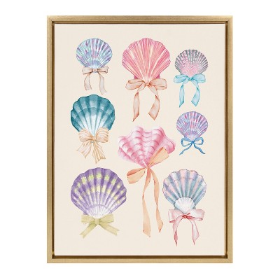 Kate & Laurel All Things Decor 18"x24" Sylvie Seashell Bows Framed Canvas by Honey Island Studio Bright Gold