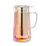 Pinky Up Annika Glass Teapot, Loose Leaf Tea Infuser, Hot Tea or Iced Tea Maker, Teapot, 33 Ounce Loose Leaf Infuser, Iridescent, Set of 1