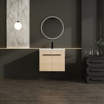 NicBex Floating Bathroom Vanity with Sink,Bathroom Sink Vanity with Metal Handle,24/30/36 inch Bathroom Sink Cabinet,Oak/Brown