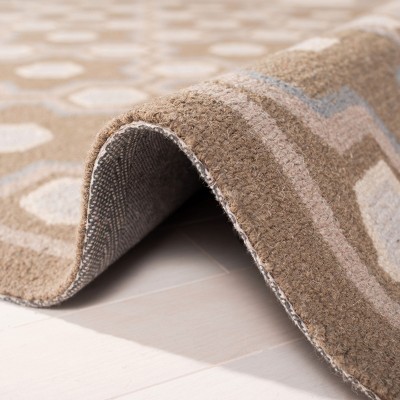 Molasses Brown Geometric Wool Area Rug, 5'6" x 8'6"