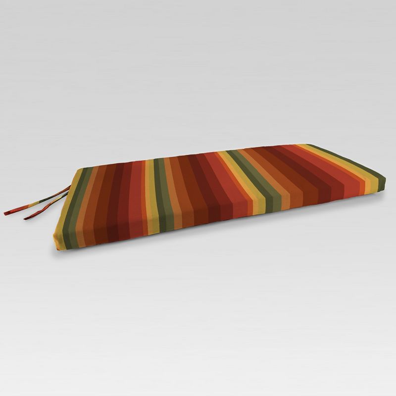 Outdoor French Edge Bench/Glider Cushion - Orange/Red Stripe - Jordan Manufacturing, 1 of 4