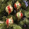 Christmas By Krebs - 67mm/2.625" Decorated Glass Balls Ornaments [4 Pieces] - Chiffon Gold 3.5" Onion with Holly & Scrolls - 4 of 4