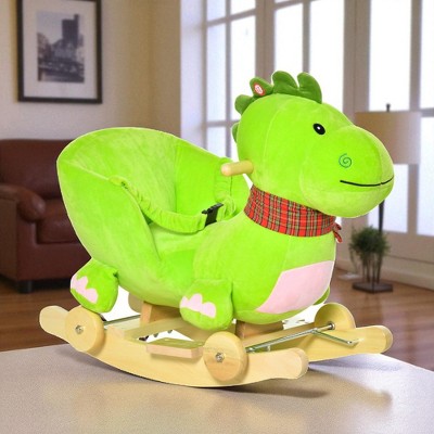 Mshliw 2-in-1 Baby Rocking Dinosaur with Wheels, Plush Ride-On Stroller Toy with Music, Rolling Rocker Chair for Toddlers 18–36 Months, Halloween gift