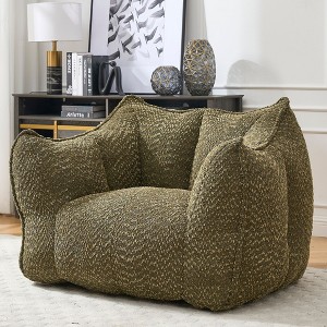 NicBex Chenille Fabric Bean Bag Chair with High-Resilience Foam,Lazy Sofa Chair with Handle Design and Armrest,Lounge Chair for Living Room - 1 of 4