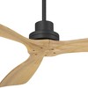 Casa Vieja 52" Delta Modern Indoor Outdoor Ceiling Fan 3 Blade Remote Control Matte Black Finish Wood Blades Bedroom Patio Living Room DC Motor - 3 of 4