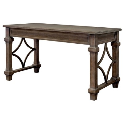 Gray Wood Home Office Desk with USB and Power Outlets