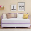 Coolmee Twin Size Metal Daybed with Trundle, Pull Out Trundle Bed Frame with Arched Headboard, Guest Sofa Bed with Steel Slat Support - 3 of 4