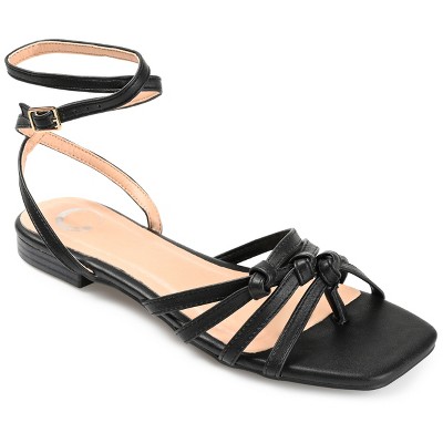 Journee Collection Womens Indee Ankle Wrap Low Block Heel Sandals Black 8.5