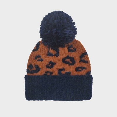 Image of Baby Girls' Leopard Beanies - Cat & Jack™ Navy Blue 12-24M