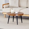 NicBex Modern Annular Texture Round Coffee Table with Black Sprayed Metal Legs,Natural Wood Side Table,Center Table for Living Room - 2 of 4
